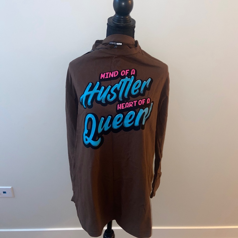 Hustler/Queen Long Sleeve Brown Tee